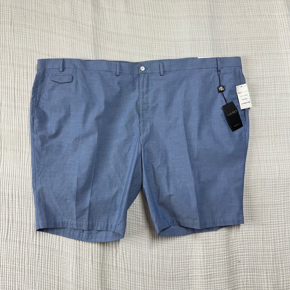 NWT Men's Lauren Ralph Lauren Classic fit light blue flat front shorts Sz 54